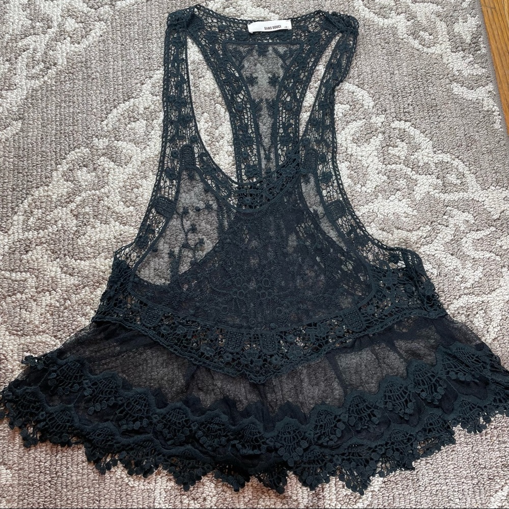 Lace embroidered tank top
